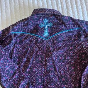 Girls youth large long sleeve western shirt